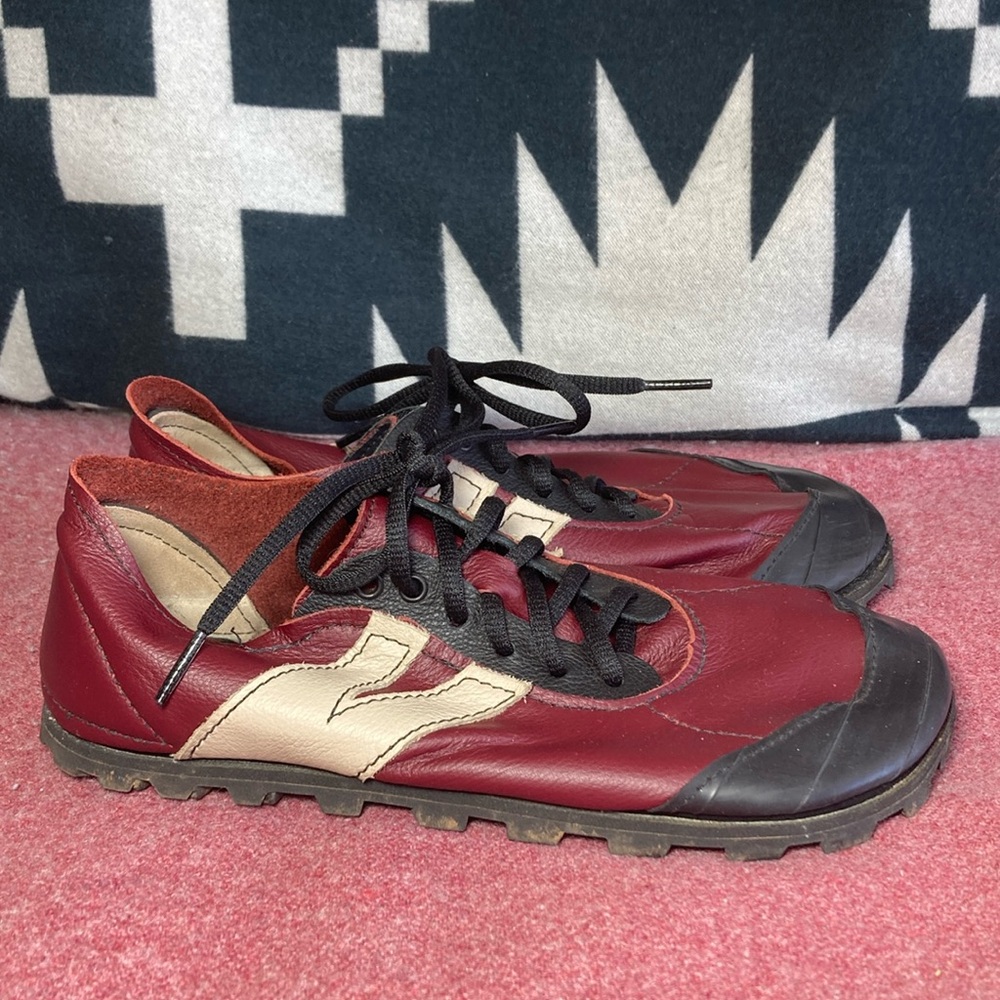 Women's Burgundy and Cream Lace-Up Casual Sneakers